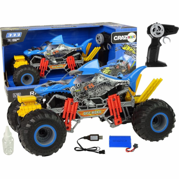 Import Leantoys Auto Off -Road Remote Control 1:10 2.4G Blue 15 km/h vodní pára