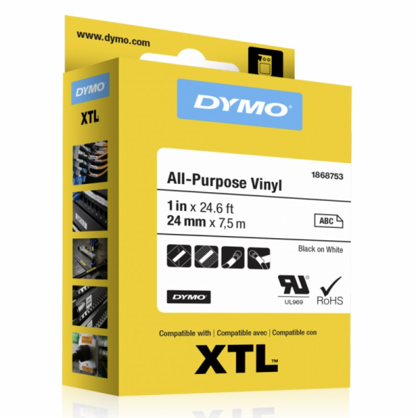 Dymo XTL All Fuonse páska vinyl 24 mm x 7 m černá až bílá (1868753)