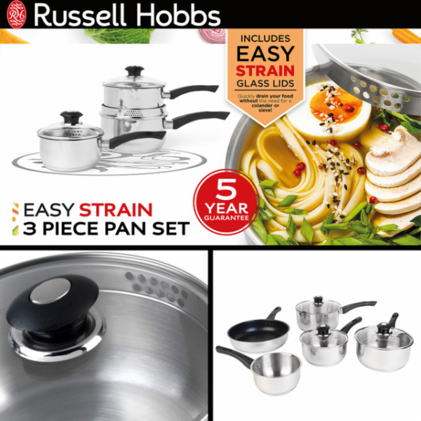 Russell Hobbs RH00542EU7 Easy Strain Pan Set 3pcs