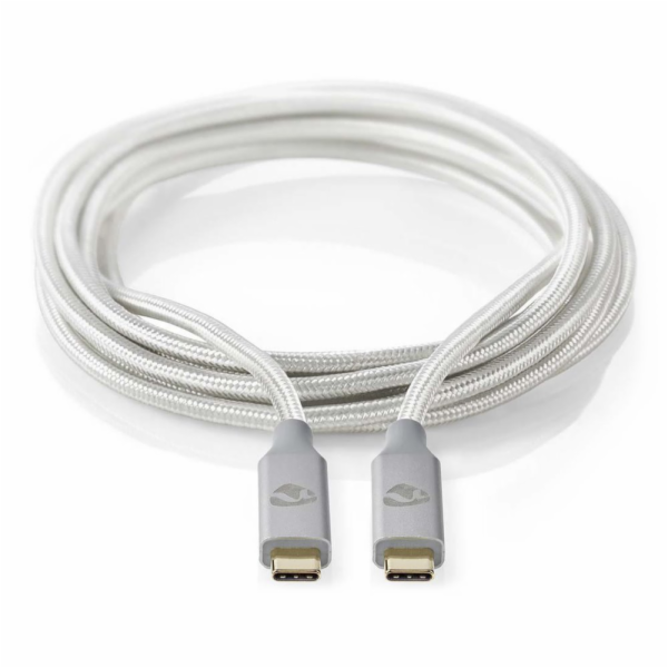 Nedis CCTB64020AL10 nabíjecí a synchronizační, USB 3.2 Gen2x2, zástrčka USB-C - zástrčka USB-C, nylon, 1m, stříbrný NEDIS PROFIGOLD USB-C/USB 3.2 Gen 2x2 kabel/ USB-C zástrčka - USB-C zástrčka/ nylon/