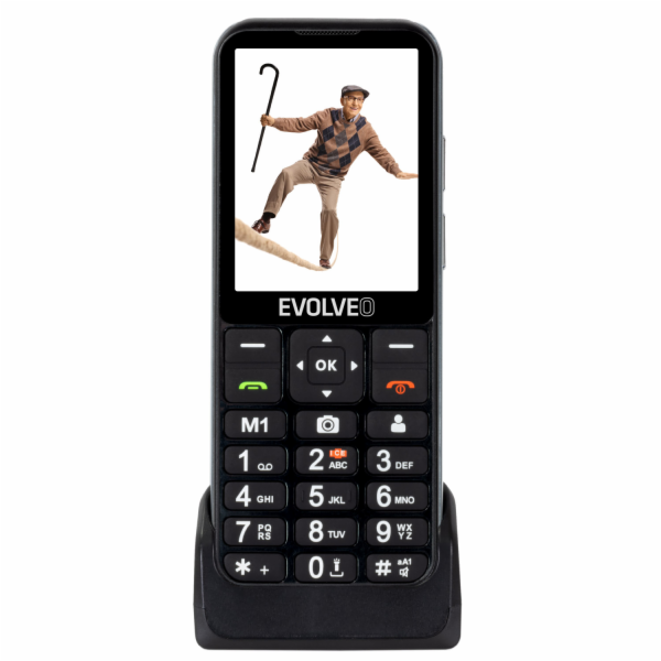 EVOLVEO EasyPhone LT, mobilní telefon pro seniory s nabíjecím stojánkem, černá