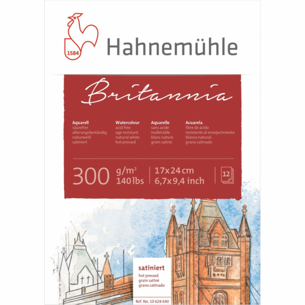 Hahnemühle Britannia Watercolour hot pressed 17x24cm 300g 12 sh.