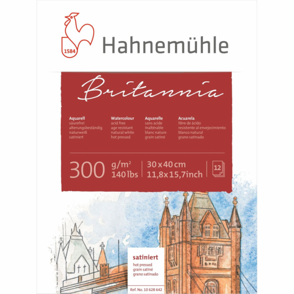 Hahnemühle Britannia Watercolour hot pressed 30x40cm 300g 12 sh.