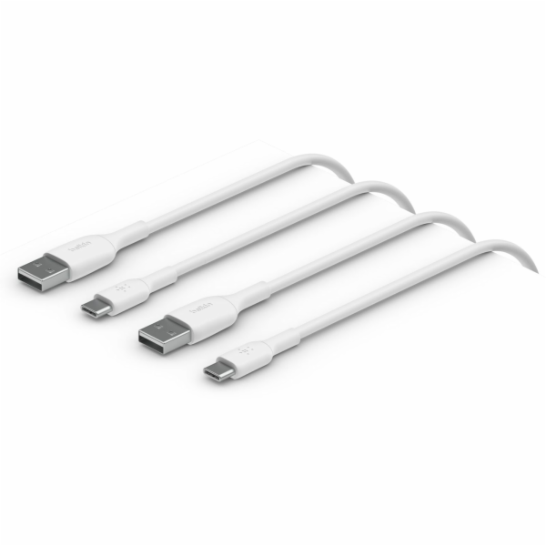 1x2 Belkin USB-C/USB-A PVC Cable 1m, 2Pack white CAB001bt1MWH2PK