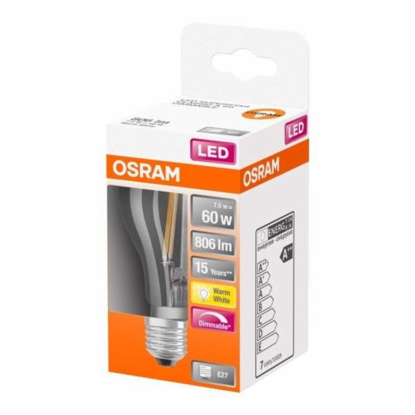 LED žárovka Osram A60 E27 7 W 806 lm 2700 K transparentní DIM