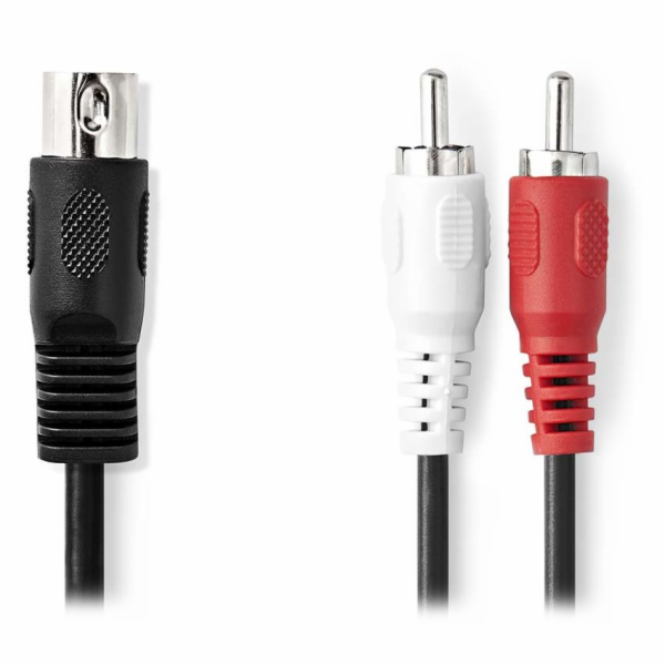 NEDIS redukční audio kabel DIN/ 5pin zástrčka DIN - 2× zástrčka RCA/ černý/ bulk/ 1m