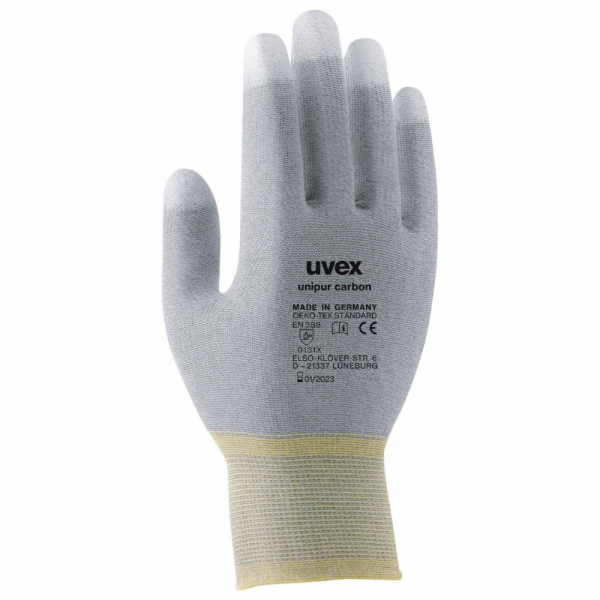UVEX Rukavice Unipur carbon vel. 10 /citlivé antist. pro přesné práce s elektron. součástkami/dlaň a prsty pokryt