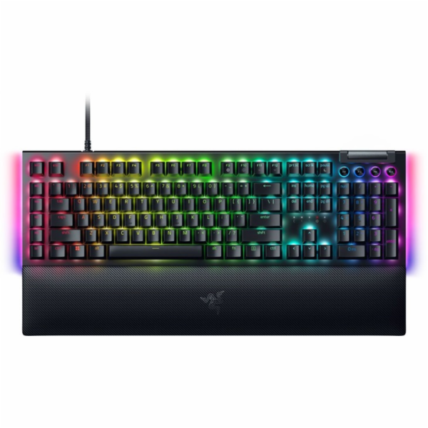 Razer BlackWidow V4 Razer Synapse enabled; 5052 Aluminum Alloy Top Case; 6 dedicated macros keys; 2-side underglow; Up to 8 000Hz polling rate RGB LED light US Wired Black Mechanical Gaming keyboard Y