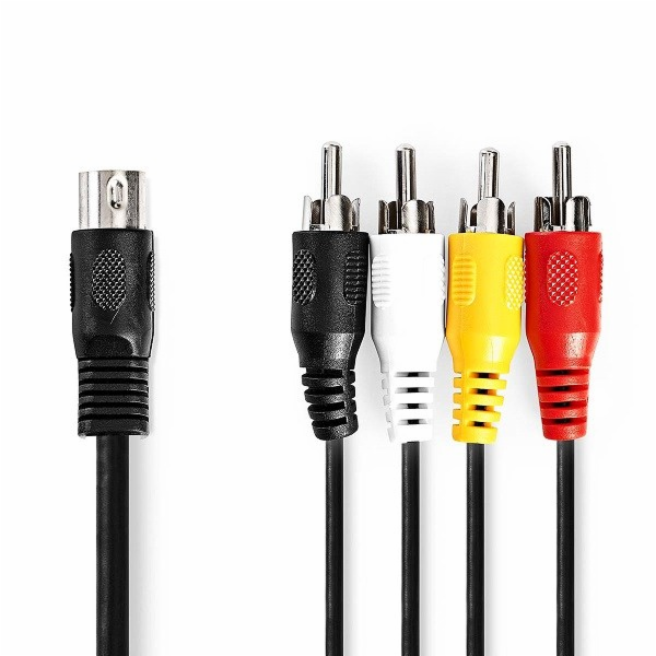 NEDIS redukční audio kabel DIN/ 5pin zástrčka DIN - 4× zástrčka RCA/ černý/ bulk/ 1m