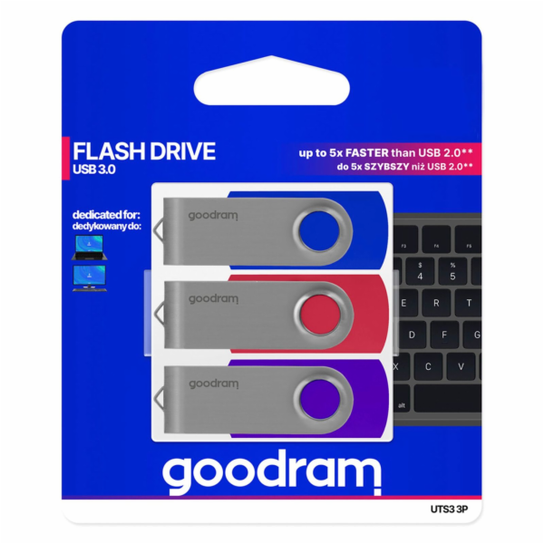GOODRAM UTS3 USB 3.0 64GB 3-pack mix UTS3-0640MXR11-3P