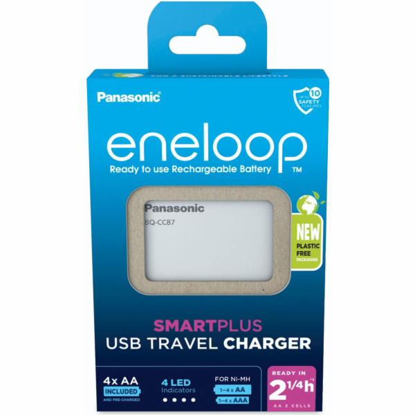 Panasonic Eneloop Smart Plus USB Travel BQ-CC87 4xAA K-KJ87MCD40