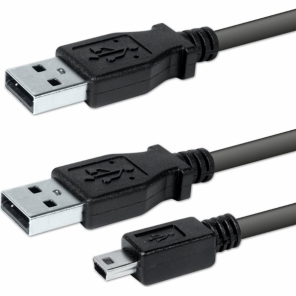 Kabel USB Logo Kabel USB (2.0), USB A 2x M - USB mini M (5 pin), 0.6m, czarny, Logo, blistr