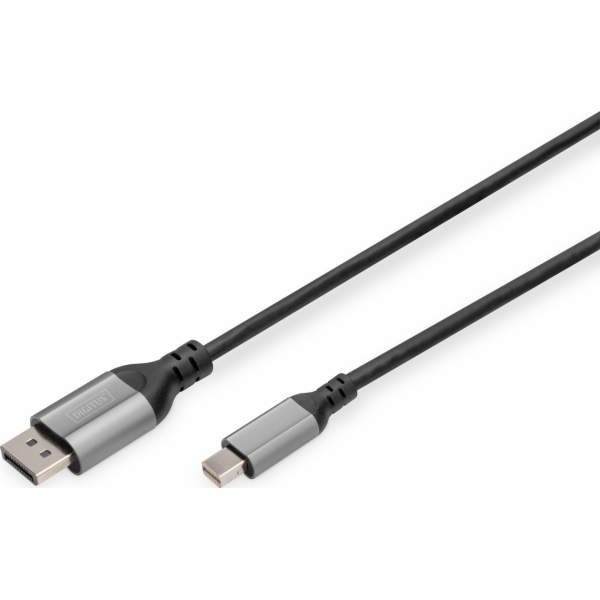 DIGITUS 8K DisplayPort Kabel 1.4 60Hz, mini DP/DP, Alu schwarz 1m