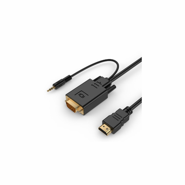 Převodník mini jack HDMI na VGA 3m černý