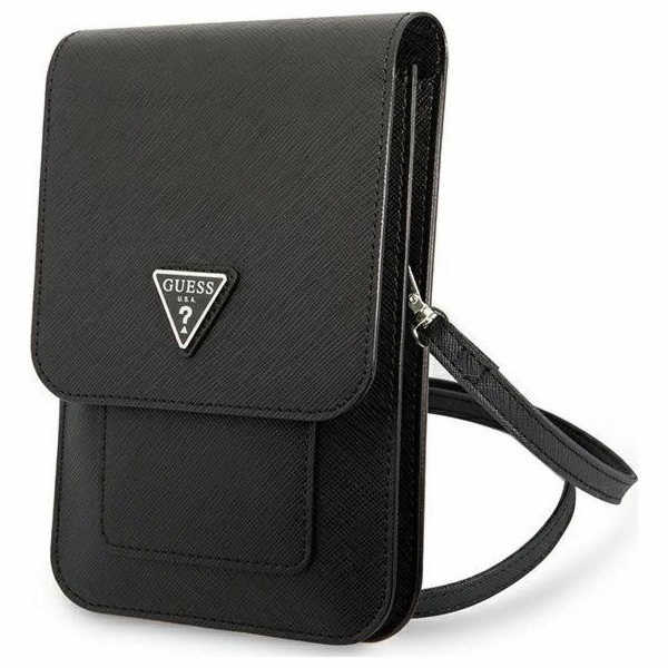 Guess PU Saffiano Triangle Logo Phone Bag Black Nové