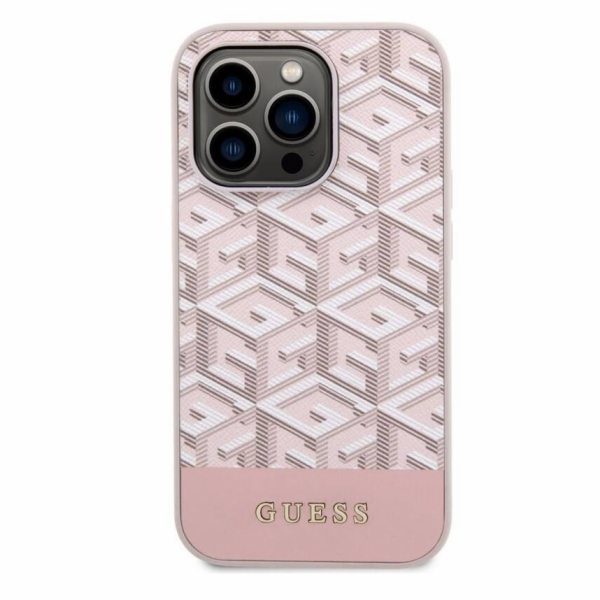 Guess PU G Cube MagSafe Zadní Kryt pro iPhone 14 Pro Pink Nové