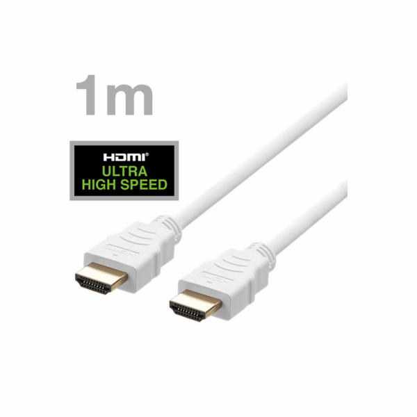 DELTACO Kabel HDMI 2.1 M/M 1m, 8K Ultra High, bílý