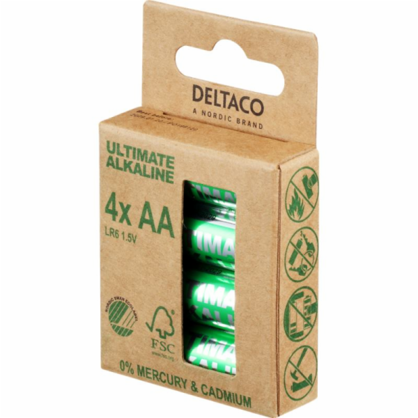 DELTACO ULTIMATE, Baterie alkalické AA, LR06 4ks