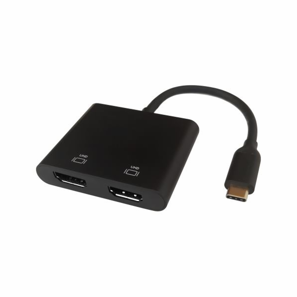 DELTACO Adaptér USB Type C/2x HDMI, černý