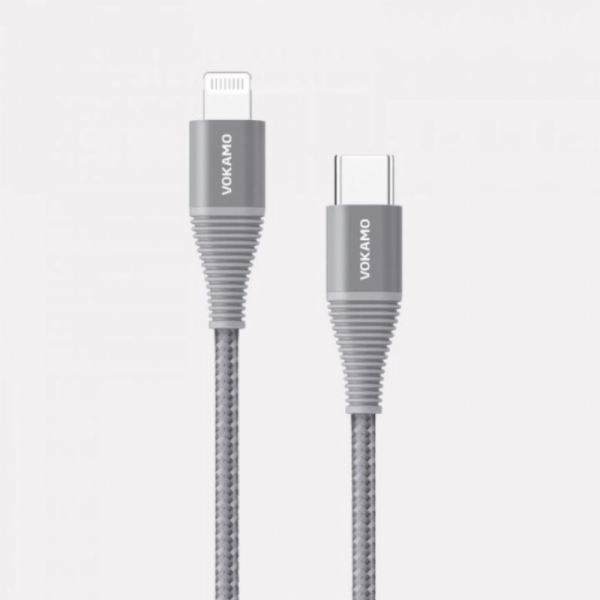 VOKAMO, Kabel, USB Type C/Lightning, 1,2m, šedý