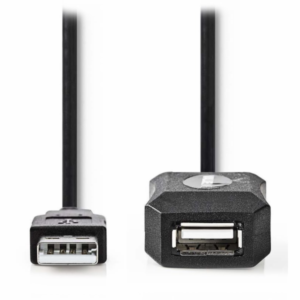 NEDIS prodlužovací aktivní kabel USB 2.0/ zástrčka USB-A - zásuvka USB-A/ černý/ bulk/ 10m