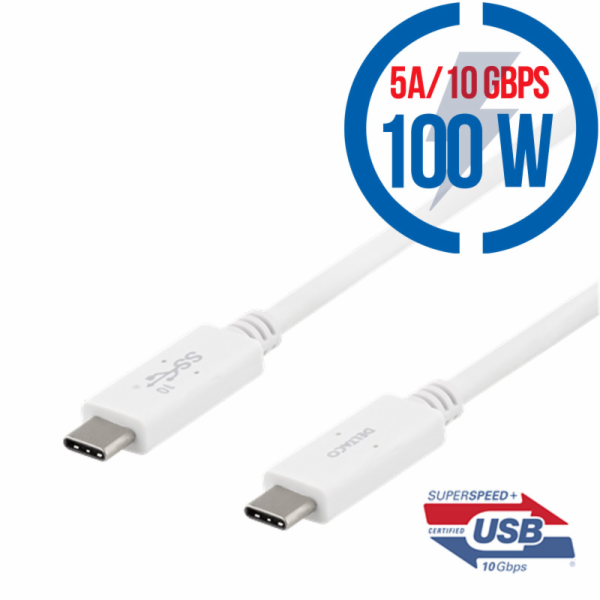 DELTACO USBC-1407M, Kabel USB-C/USB-C, 100W, 1m