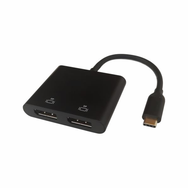 DELTACO Adaptér USB Type C/2x DP, černý