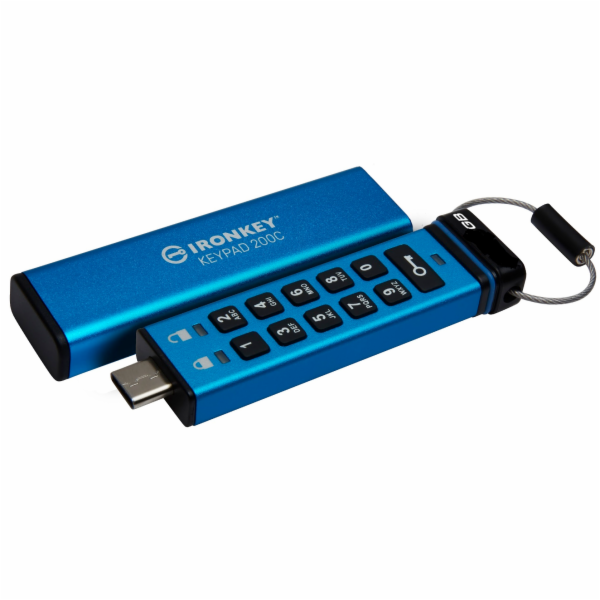 Kingston IronKey Keypad 200 256GB IKKP200C/256GB Kingston Ironkey Keypad 200C/256GB/280MBps/USB 3.0/USB-C/Modrá