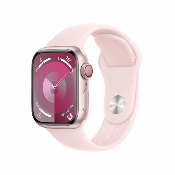 Apple Watch Series 9 Cellular 45mm Růžový hliník se světle růžovým sportovním řemínkem M/L