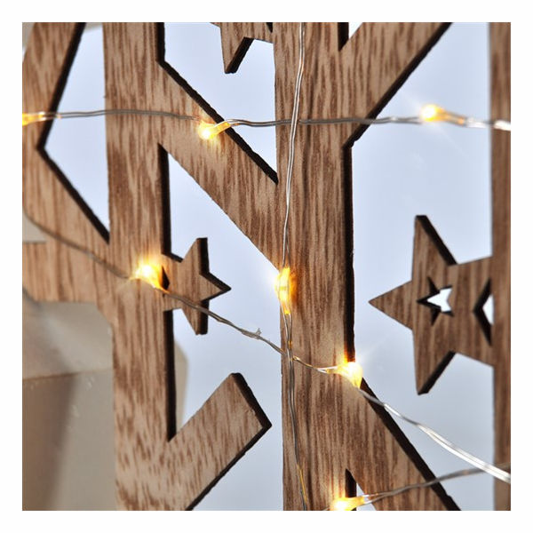 Solight LED vánoční hvězda, přírodní dřevo 2 x AA , teplá bílá