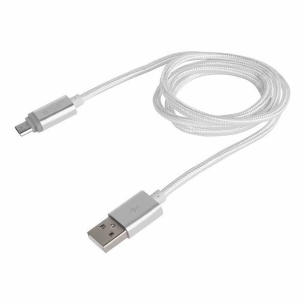 Natec Extreme Media microUSB - USB 2.0 (M) USB kabel, 1m, stříbrný, nabíjecí LED