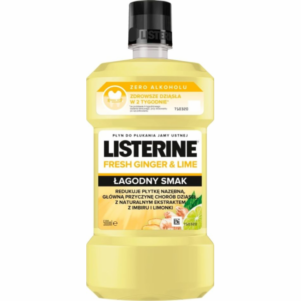 Listerine Ginger & Lime ústní voda jemné chuti, 500 ml