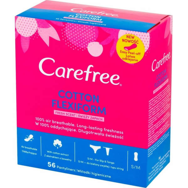 Carefree Carefree Cotton Hygienické vložky Flexiform Fresh Scent - svěží vůně 1 balení - 56 ks