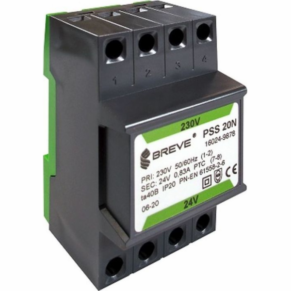 BREVE 1fázový modulární transformátor PSS 20N 20VA 230/24V /na lištu/ 16024-9878