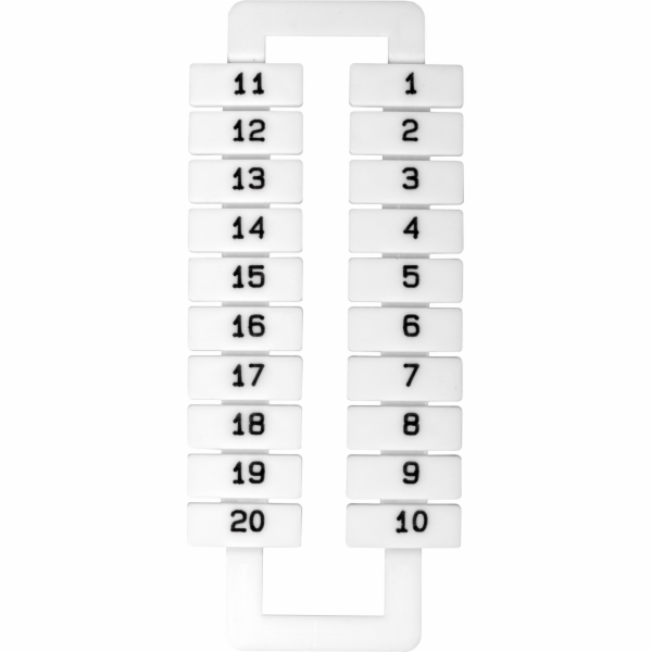 EM GROUP Označovač pro kolejové svorkovnice 2,5-70mm2 /1-20/ bílý 20 ks. (43192)
