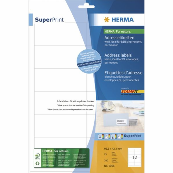 Herma Premium etikety A4, bílé, matný papír, 300 ks (5056)