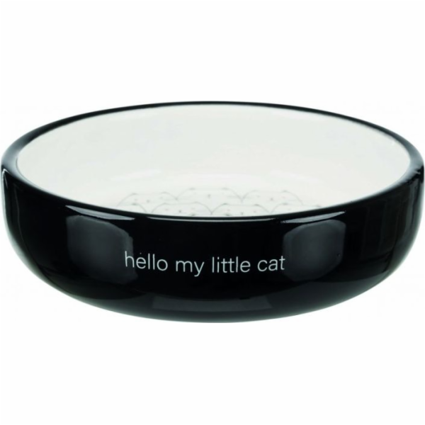 Trixie miska pro kočky s krátkým čumákem, keramická, 0,3 l/o 15 cm, černá/bílá