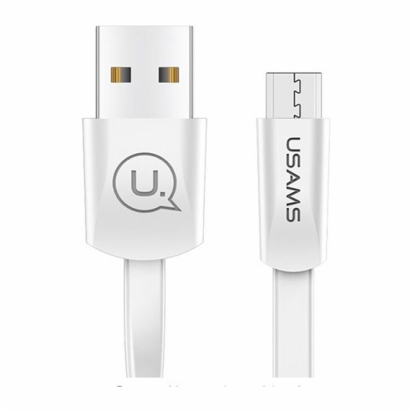 Usams USAMS USB kabel U2 microUSB plochý kabel 1,2 m bílý/bílý SJ201MIC02 (US-SJ201)