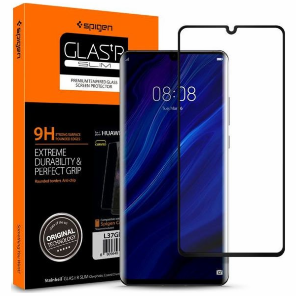 Spigen Glas.tR Zakřivené sklo pro pouzdro Huawei P30 Pro, černé