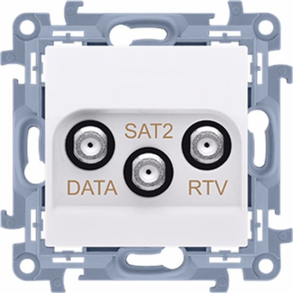 Kontakt-Simon Simon 10 RTV-DATA-SAT koncová anténní zásuvka. 1xWE 52400 MHz 3xOUT /F/ (RTV:88900 MHz) (DATA: 5900 MHz)( SAT: 9502400 MHz) bílá CADSATF.01/11