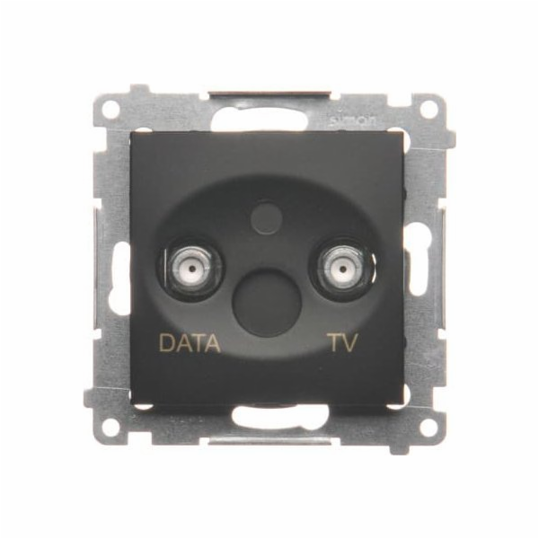 Kontakt-Simon Simon 54 TV-DATA zásuvka. Dva výstupní porty typu F (modul). Vstupní frekvence 5-1000 MHz matná černá DAD1.01/49