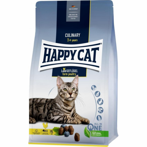 Happy Cat Culinary Farm Poultry, suché krmivo, pro dospělé kočky, drůbež, 1,3 kg, sáček