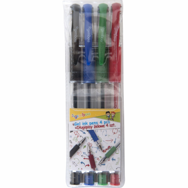 Gimboo GIMBOO Classic gelové pero, 0,5 mm, 4 ks, přívěsek, mix barev