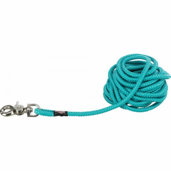 Trixie Výcvikové vodítko, pro psy, mořská modrá, kulaté, pletené lano, S–L: 15 m/o 6 mm, s aretací.