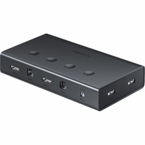 Ugreen KVM přepínač (klávesnice video myš) 4 x 1 HDMI (samice) 4 x USB (samice) 4 x USB typu B (samice) černá (CM293)