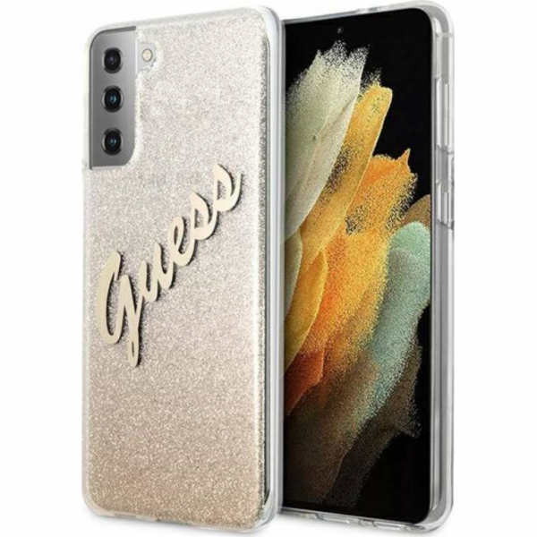 Pouzdro Guess Guess GUHCS21MPCUGLSGO Samsung Galaxy S21+ Plus zlaté/zlaté pevné pouzdro Glitter Gradient Script