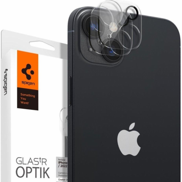 Spigen Optik.TR Camera Protector tvrzené sklo pro ostrůvek fotoaparátu iPhone 14 / 14 Plus 2 ks transparentní