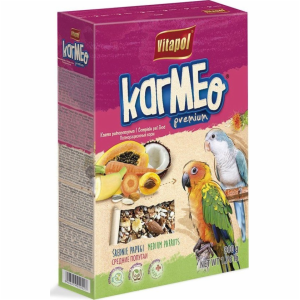 Vitapol Karmeo Premium kompletní krmivo pro středně velké papoušky 800g