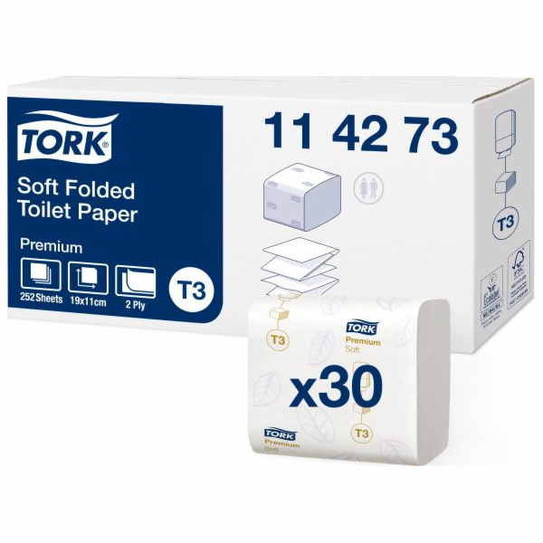Tork Tork - Skládaný toaletní papír, bílý - Premium Soft