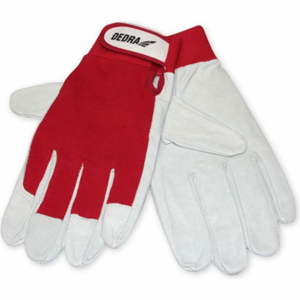 Dedra Ochranné rukavice, lícová vepřovice, červená, velikost 10 (BH1010R10R)